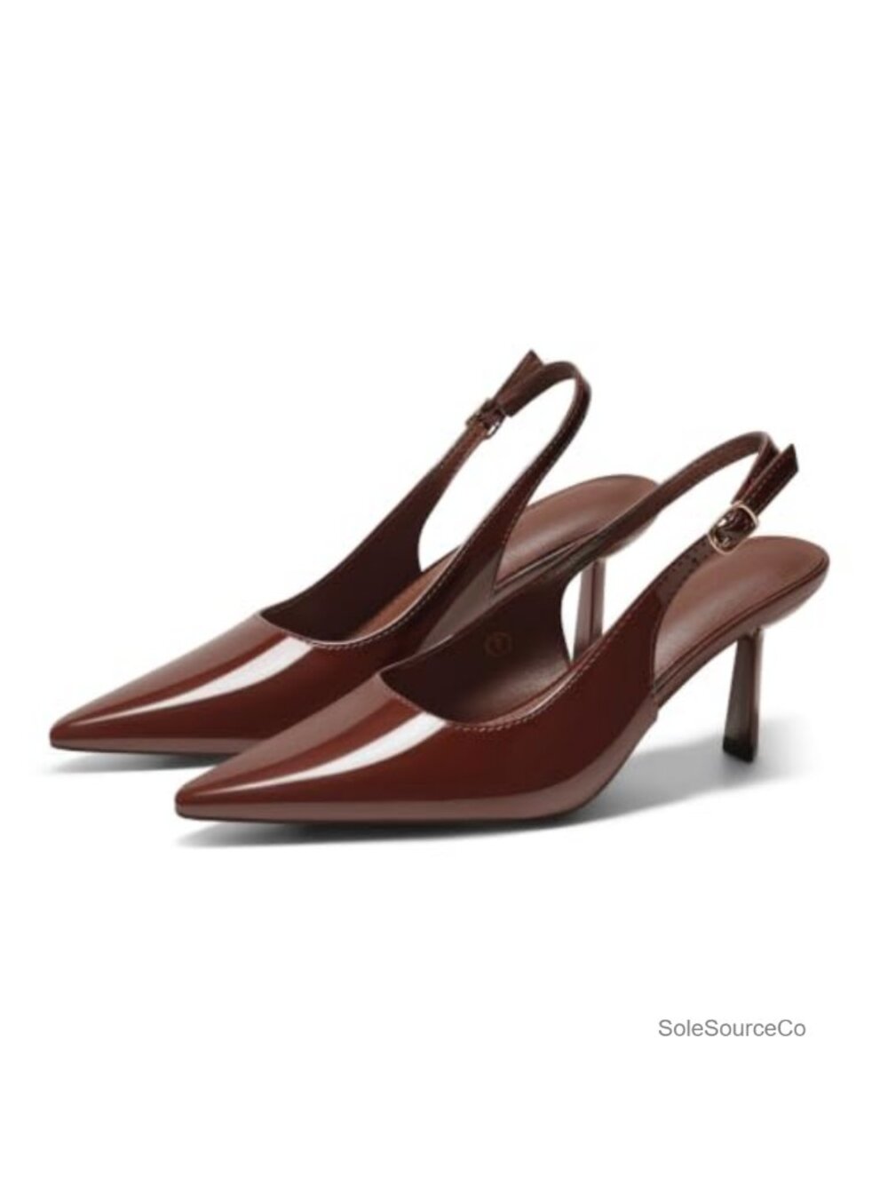 Women's Slingback Kitten Heels Closed Toe Pumps Faux Leather Dress Shoes
